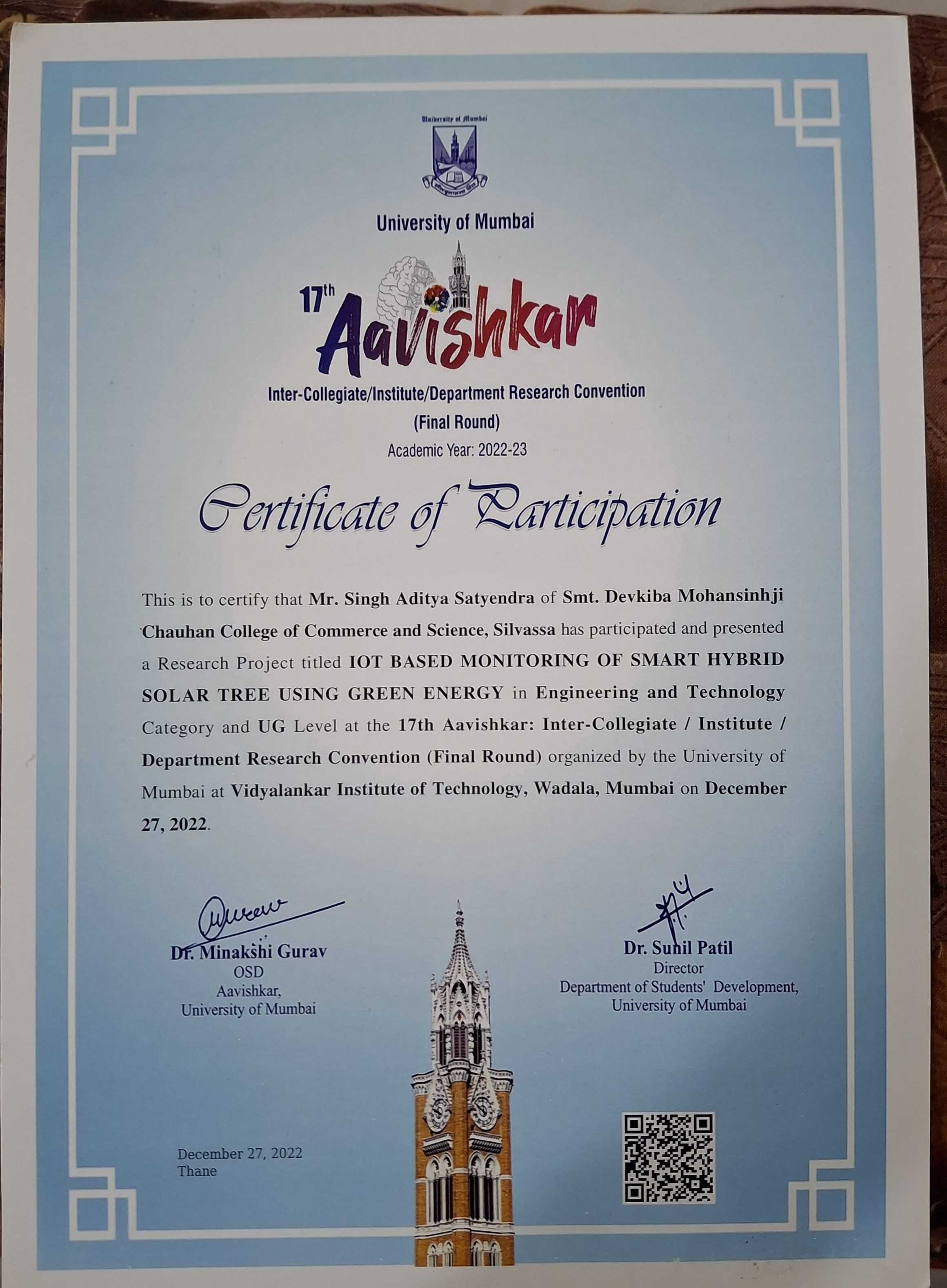 IoT-Enabled Solar Hybrid Tree Project